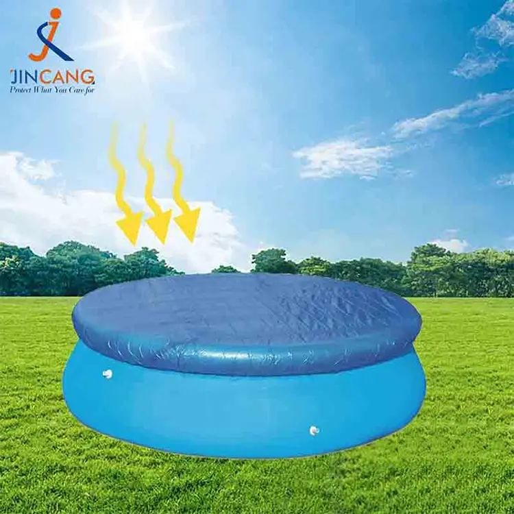 Сини покрива на басейн с брезен